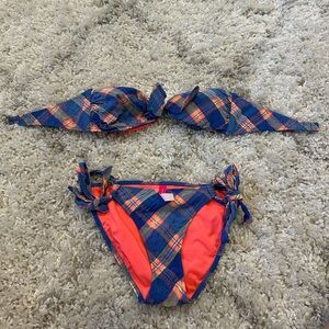 Victoria's Secret Blue and Orange Plaid Bikini